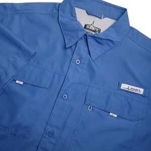 Habit Marlin Blue Flushing Bay Short Sleeve Fishing Shirt Large‎
